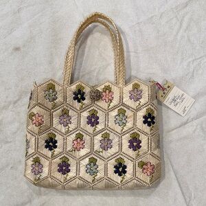 Floral Embroidered Tote Bag
